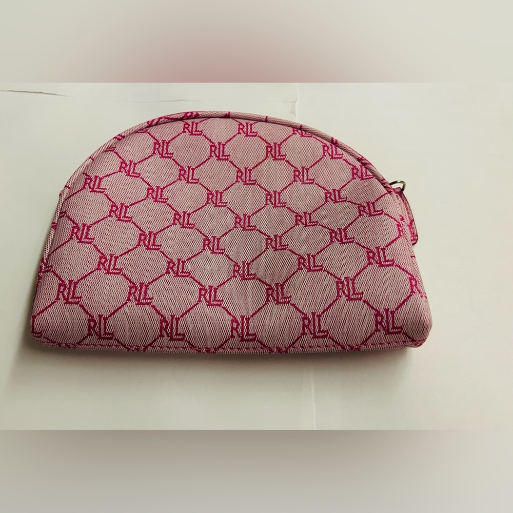Three New Lauren Ralph Lauren Pink Cosmetic Bags iPhone Bag Signature RL Print - Picture 3 of 16